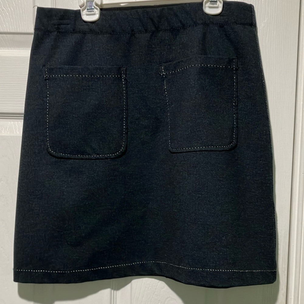 Studio M contrast stitch blue front pocket skirt small 60s go go